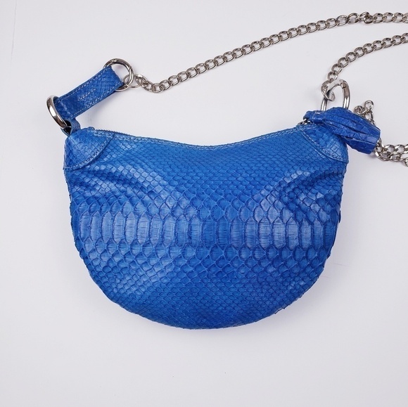 GIORGIA R Royal Blue Genuine Python Snakeskin Crossbody Handbag Purse - Picture 3 of 6